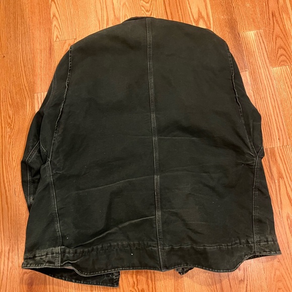 2XL Emerald Green Vtg Distressed Sherpa Lined Carhartt Duck Jacket - Picture 7 of 8